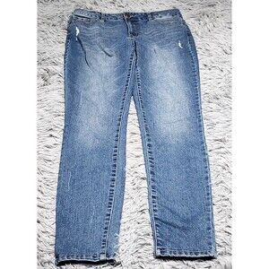 D‎ Jeans Womens Size 6 30x29 Blue Mid Rise Skinny Stretch Distressed Denim D.